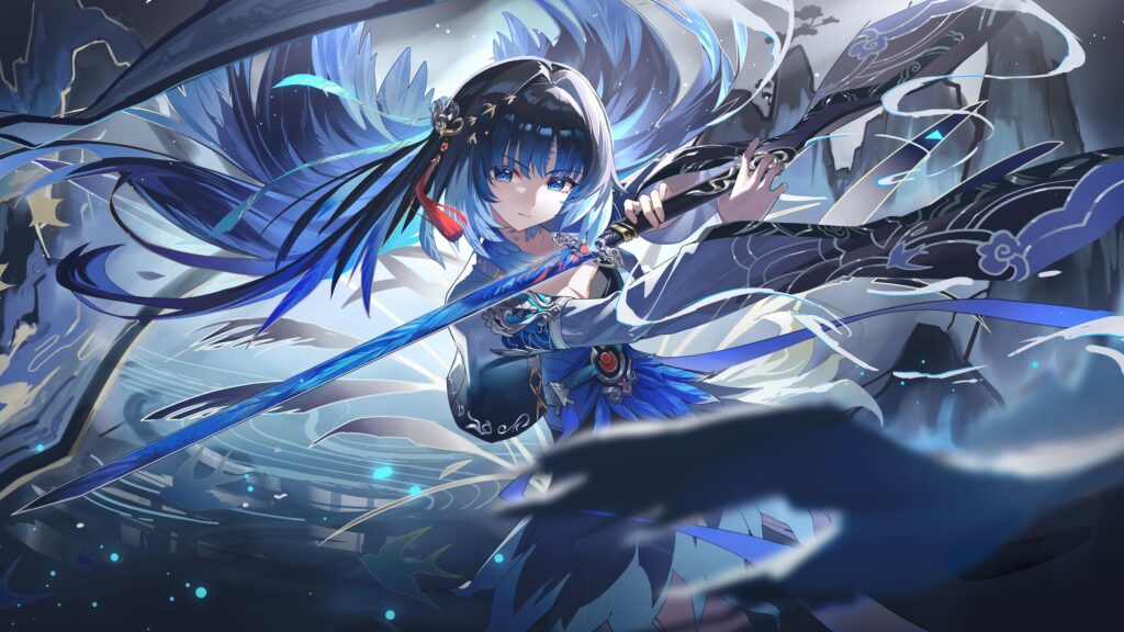 Stunning Anime Girl with Blue Sword Fantasy Warrior 4K PC Wallpaper
