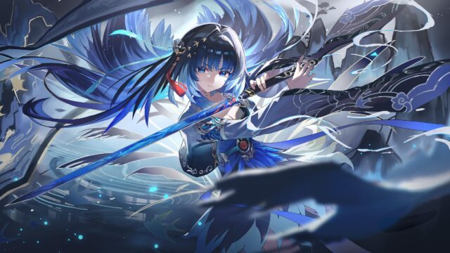 Stunning Anime Girl with Blue Sword Fantasy Warrior 4K PC Wallpaper