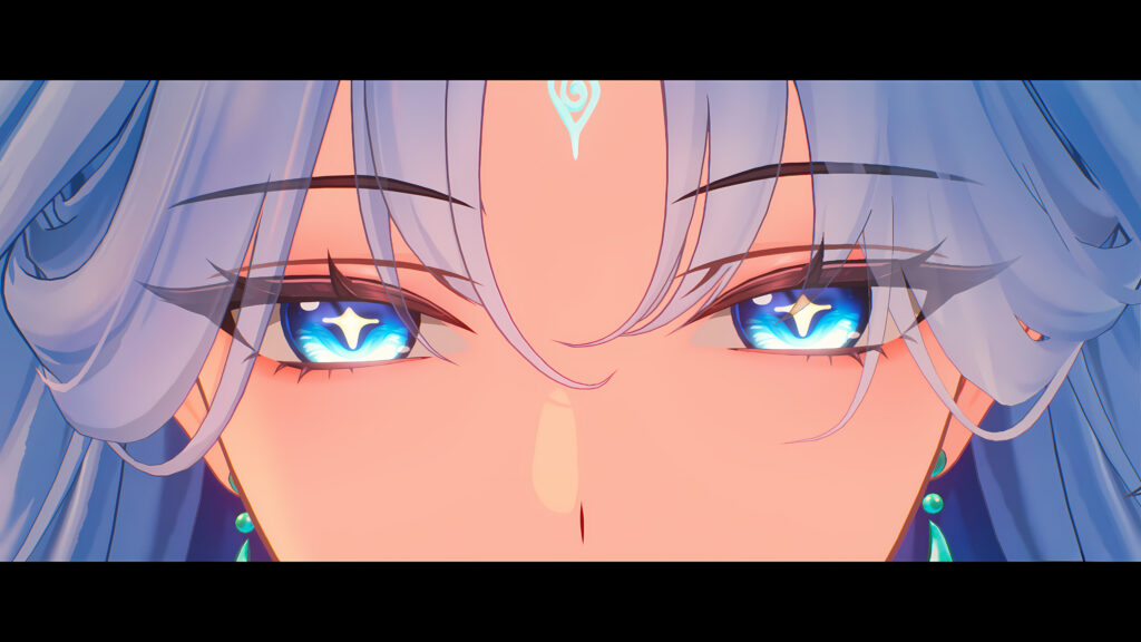 Stunning Anime Girl Blue Glowing Eyes Portrait 4K Desktop Wallpaper