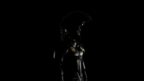 Black Spartan Warrior in Dark Armor Aesthetic 4K Desktop Wallpaper