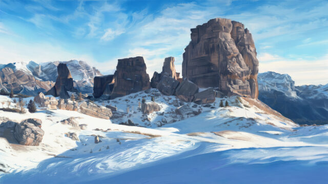 Majestic Snowy Dolomite Mountains Landscape High Resolution Desktop Wallpaper