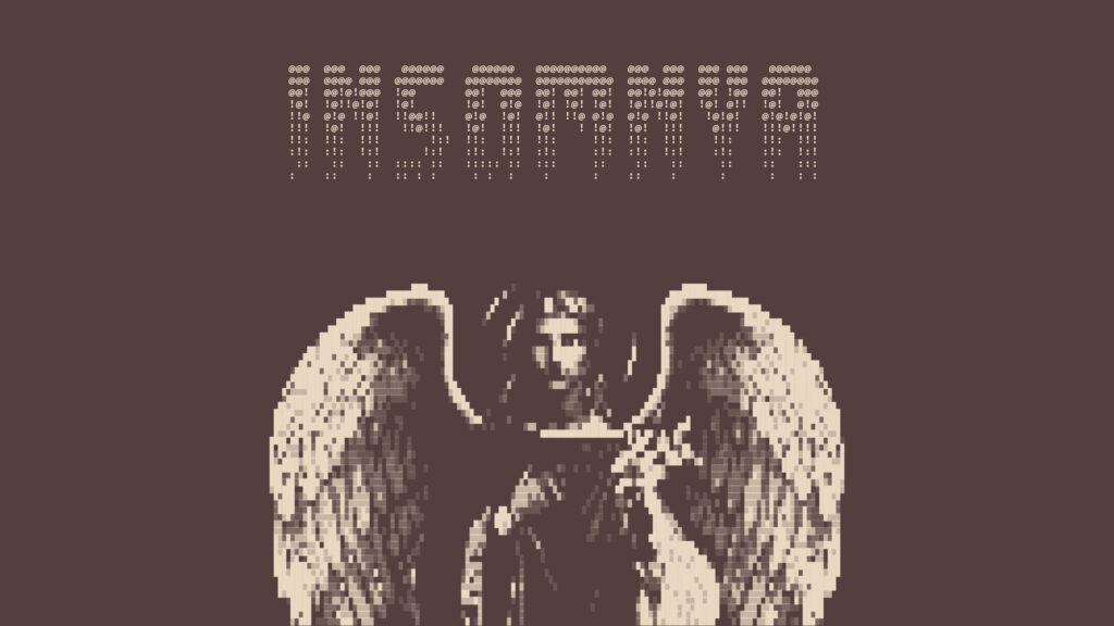 Minimalist Pixel Art Angelic Being Dark Aesthetic 4K Desktop Wallpaper