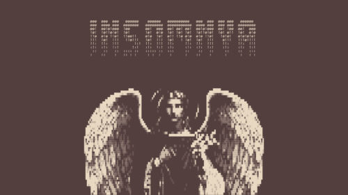 Minimalist Pixel Art Angelic Being Dark Aesthetic 4K Desktop Wallpaper