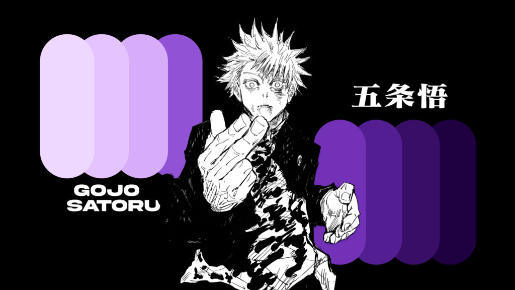 Gojo Satoru Anime Aesthetic Minimalist Purple Gradient 4K Desktop Wallpaper