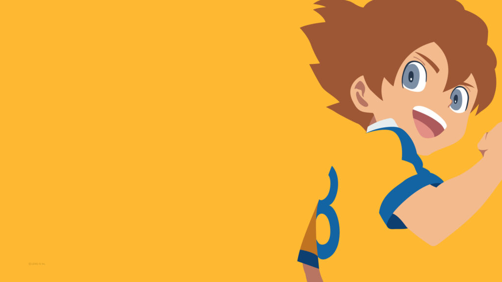Minimalist Inazuma Eleven Anime Character Running Yellow Desktop Wallpaper