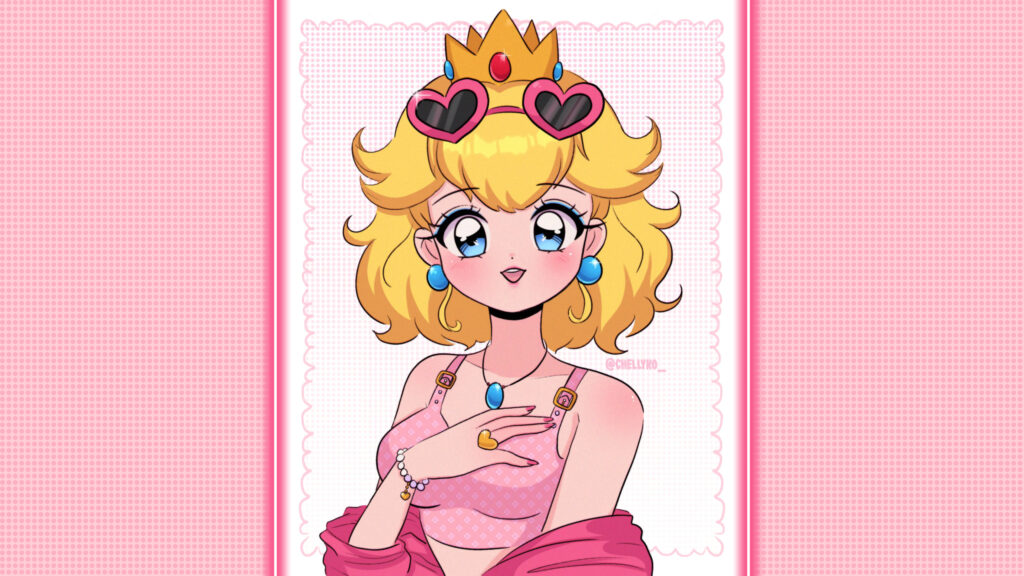 Anime Princess Peach Retro 90s Style Aesthetic Desktop Wallpaper