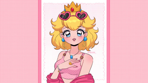 Anime Princess Peach Retro 90s Style Aesthetic Desktop Wallpaper