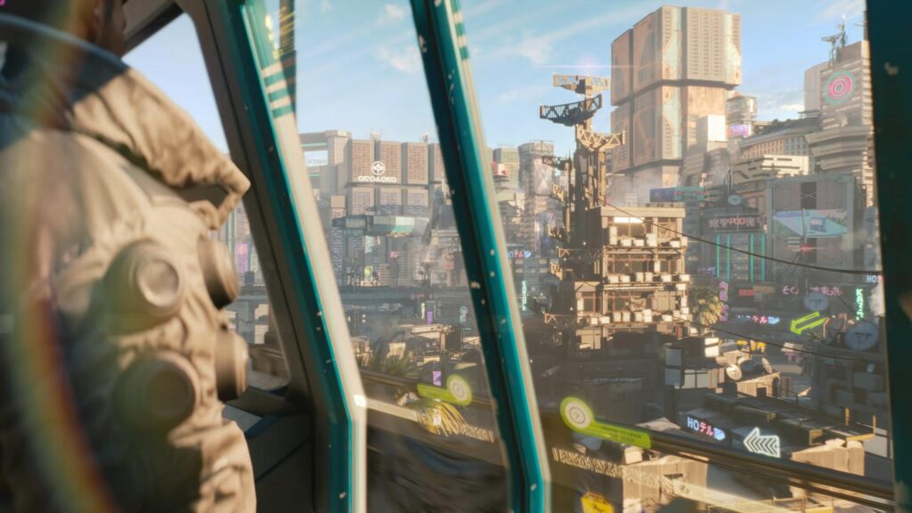 Futuristic Cyberpunk Cityscape From Train Window Desktop Wallpaper
