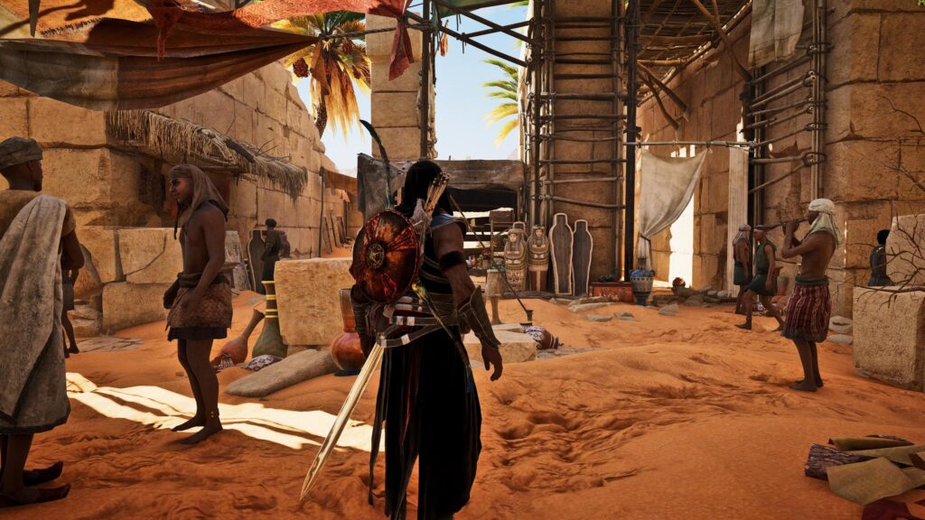 Bayek in Ancient Egypt Marketplace Assassin's Creed Origins 4K Wallpaper