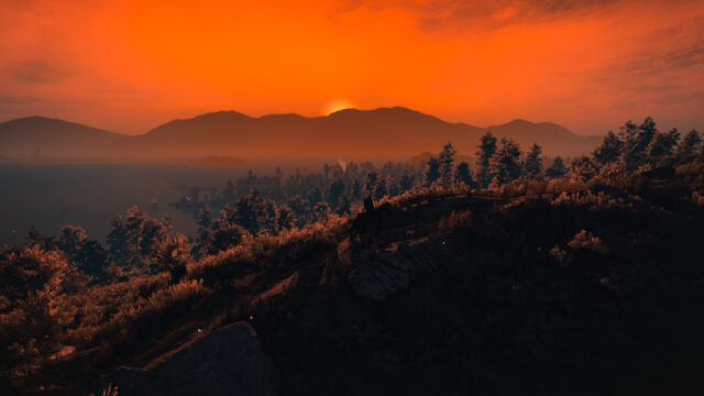 Stunning Witcher 3 Sunset Landscape Over Mountains 4K PC Wallpaper