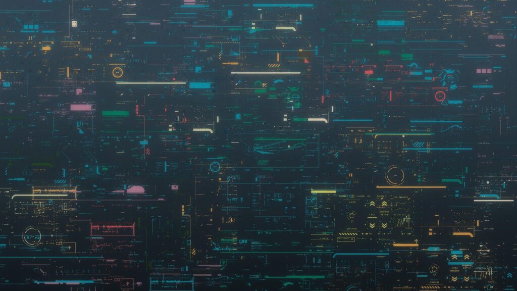 Futuristic Cyberpunk HUD Data Interface Dark Aesthetic PC Wallpaper