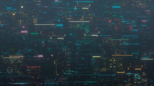 Futuristic Cyberpunk HUD Data Interface Dark Aesthetic PC Wallpaper