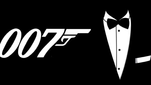 Minimalist James Bond 007 Tuxedo and Logo Design 4K Desktop Wallpaper
