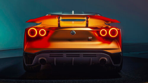 Stunning Golden Nissan GT R Rear View Sports Car 4K Wallpaper