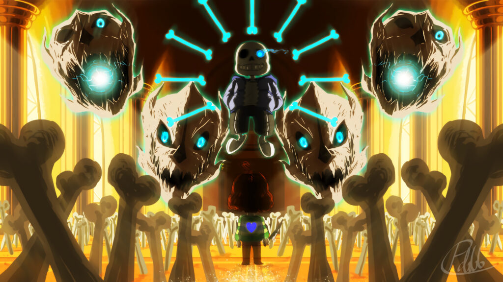 Sans Undertale vs Frisk Epic Battle Scene 4K PC Wallpaper