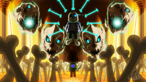 Sans Undertale vs Frisk Epic Battle Scene 4K PC Wallpaper