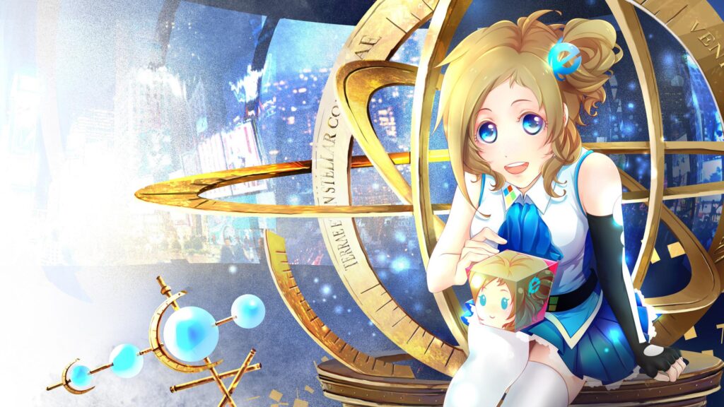 Anime Girl with Internet Explorer Mascot Design 4K Desktop Wallpaper