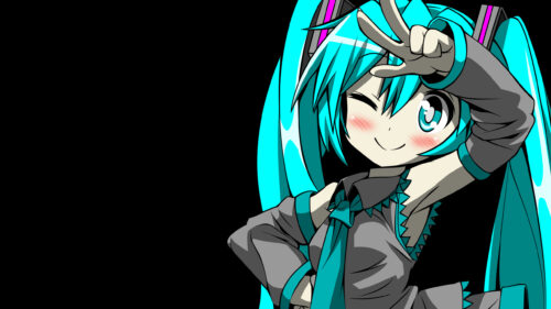 Cute Hatsune Miku Winking Anime Girl High Definition PC Wallpaper