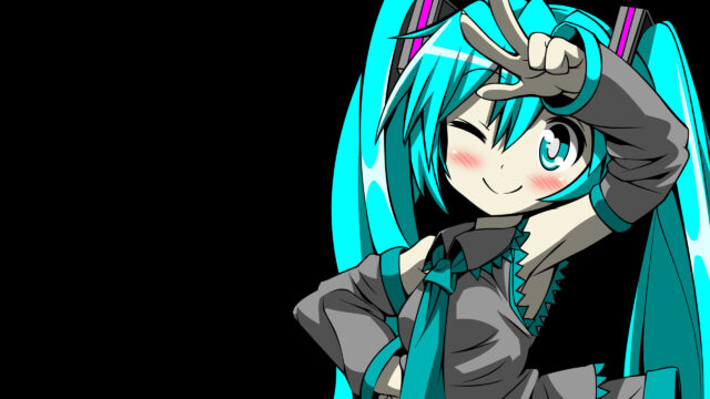 Cute Hatsune Miku Winking Anime Girl High Definition PC Wallpaper