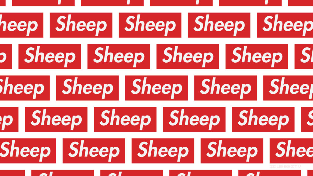Red Minimalist Sheep Pattern Supreme Style 4K Desktop Wallpaper