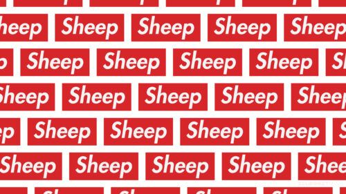 Red Minimalist Sheep Pattern Supreme Style 4K Desktop Wallpaper
