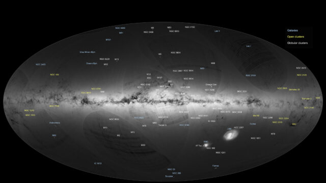 Milky Way Galaxy Star Map with Named Celestial Objects Desktop Wallpaper
