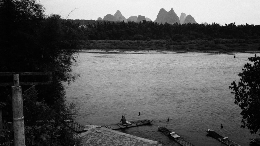 Cormorant Fisherman on Li River Karst Landscape Desktop Wallpaper