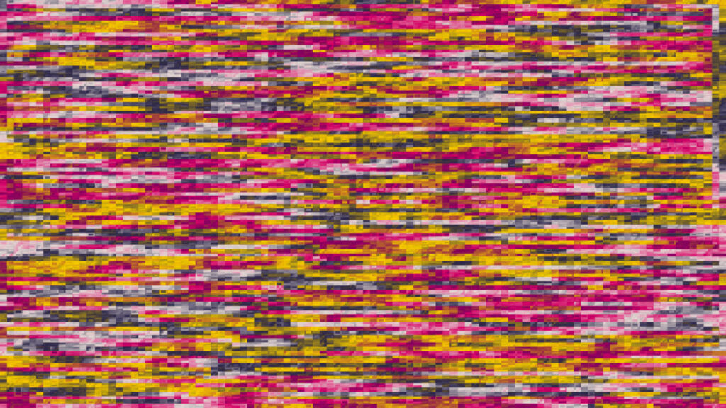 Vibrant Abstract Glitch Art Pattern with Magenta and Gold Tones PC Wallpaper