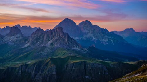 Breathtaking Dolomite Mountains at Sunset Scenic Landscape 4K Desktop Wallpaper