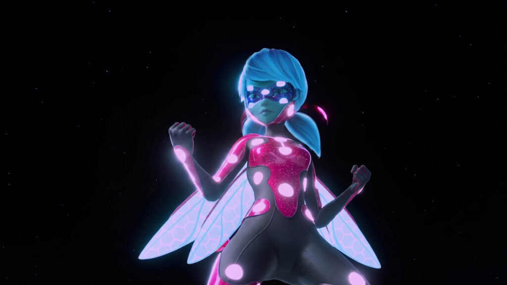 Cosmic Ladybug Superhero in Galactic Space Suit 4K Desktop Wallpaper