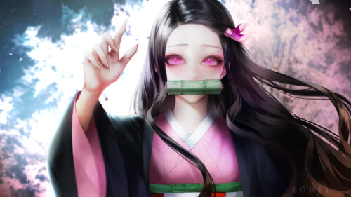 Nezuko Kamado Demon Slayer Anime Aesthetic Portrait PC Wallpaper