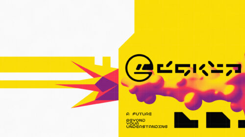 Cyberpunk Abstract Minimalist Yellow and Purple Graphic Art Desktop Wallpaper
