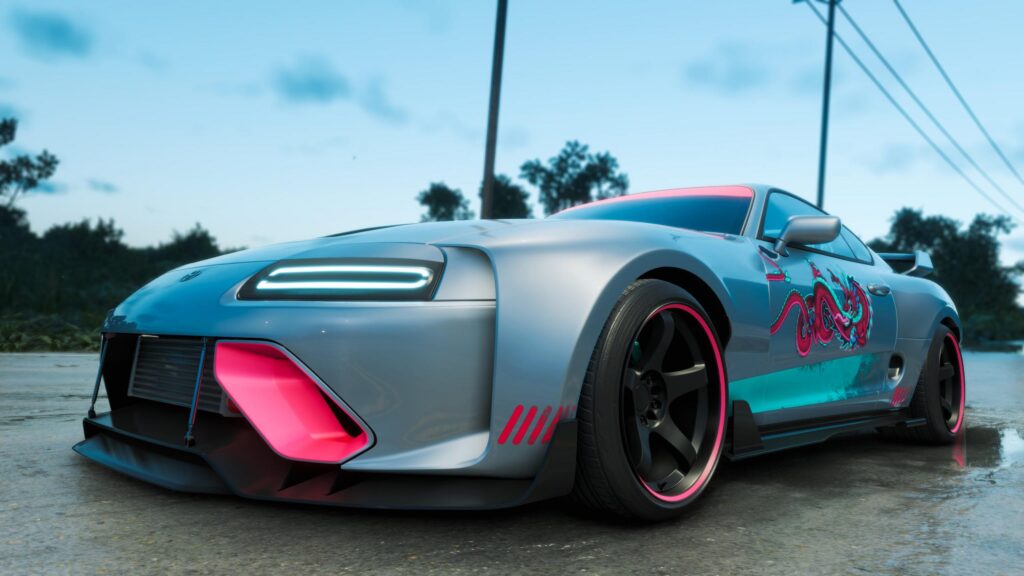 Customized Cyberpunk Style Toyota Supra Sportscar Desktop Wallpaper