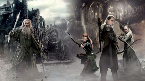 Gandalf and Elves from The Hobbit Film Series Desktop Wallpaper