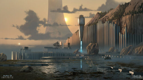 Halo Infinite Basalt Landscape 4K Desktop Wallpaper