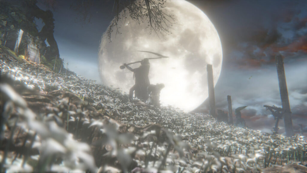 Ethereal Warrior in a Field of Flowers PC Wallpaper