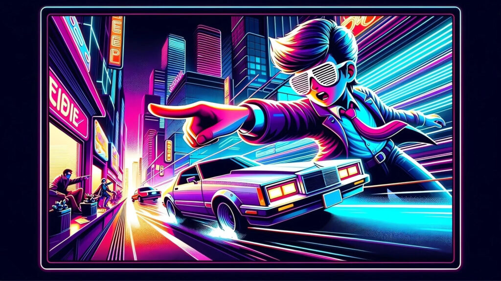 Retro Synthwave Retro-Future Cityscape Desktop Wallpaper