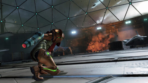 Samus Aran in Action Desktop Wallpaper