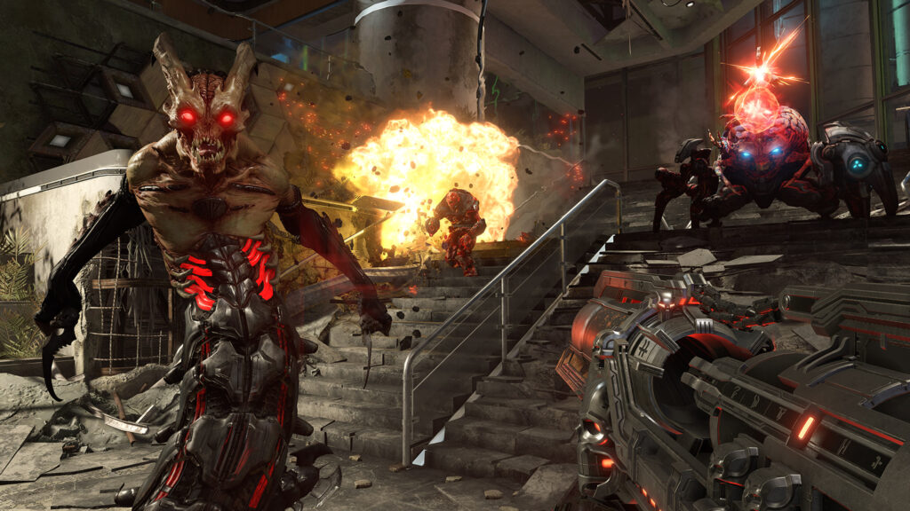 Doom Eternal Action Combat Scene High Definition Desktop Wallpaper