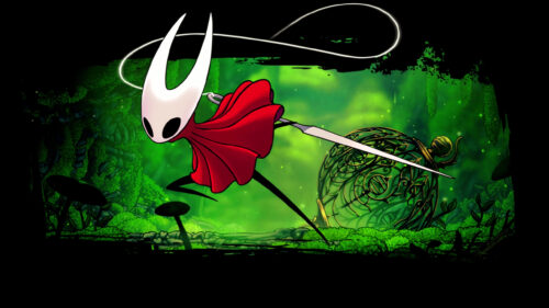 Hornet from Hollow Knight Greenpath Scenic Desktop Wallpaper