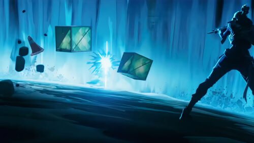 Valorant Jett Ice Cave Action Scene 4K Desktop Wallpaper