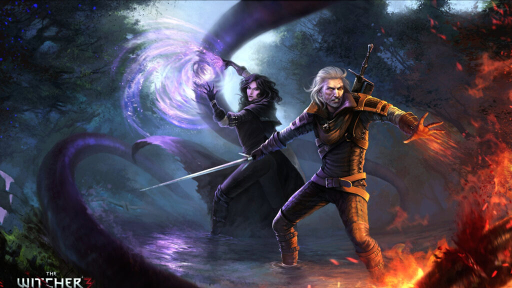 Yennefer and Geralt of Rivia Combat Action 4K Wallpaper