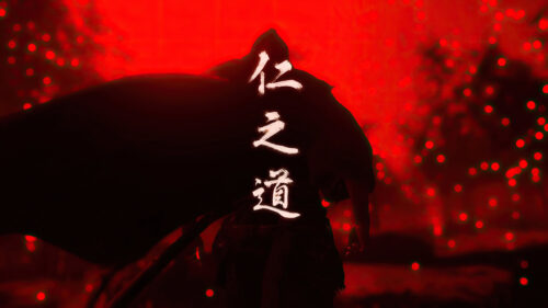 Ghost of Tsushima Cinematic Red Silhouette 4K Desktop Wallpaper