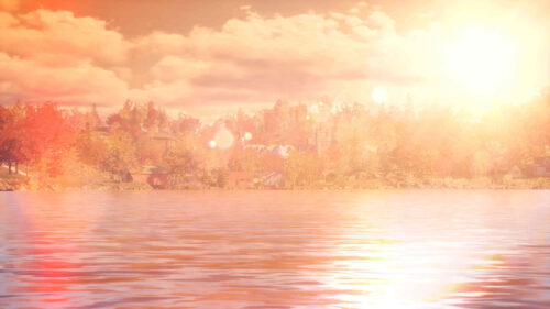 Lakeside Autumn Forest Sunset Desktop Wallpaper
