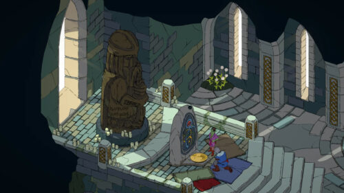 Goblin and Knight Before an Altar Desktop Wallpaper