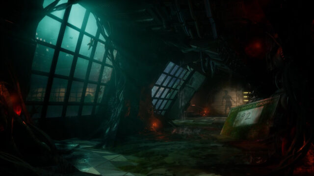 Underwater Ruined Sci-Fi Corridor Desktop Wallpaper