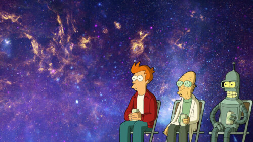Futurama Characters in Deep Space Desktop Wallpaper