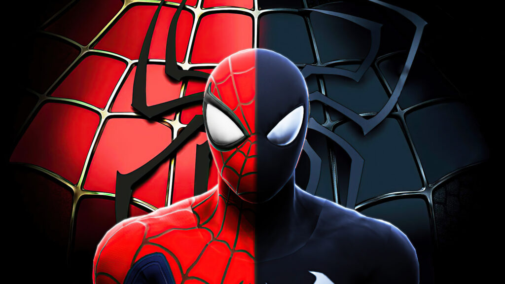 Split Suit Spider-Man Dual Personality 8K Desktop Wallpaper