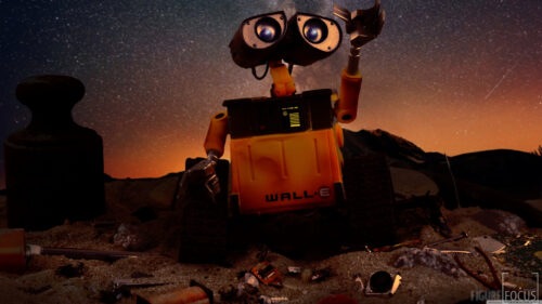 WALL-E Action Figure in Desert Landscape Desktop Wallpaper