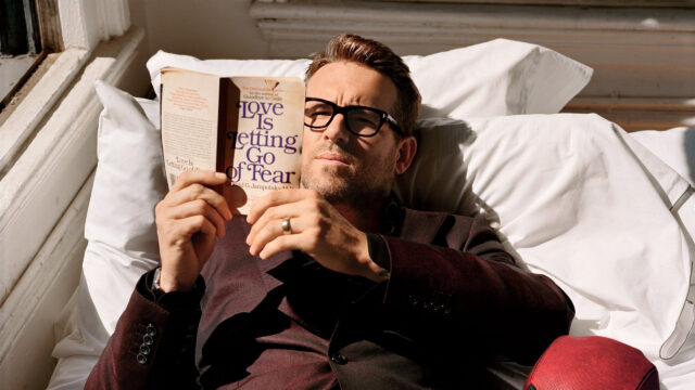 Ryan Reynolds Reading Love Is Letting Go of Fear Desktop Wallpaper